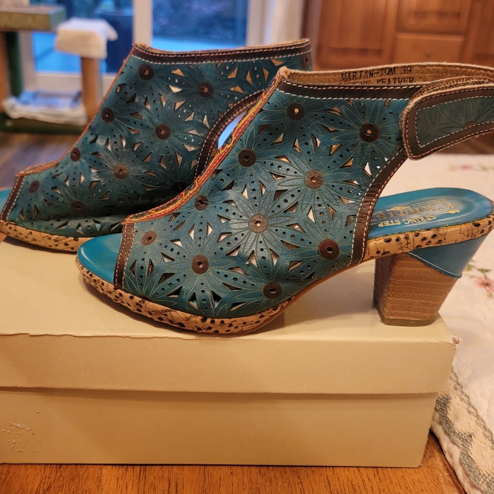 L'Artiste Marjan Turquoise Sandals 8.5